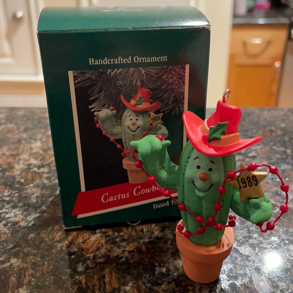 1989 Hallmark Cactus Cowboy Handcrafted Keepsake Christmas Holiday Ornament